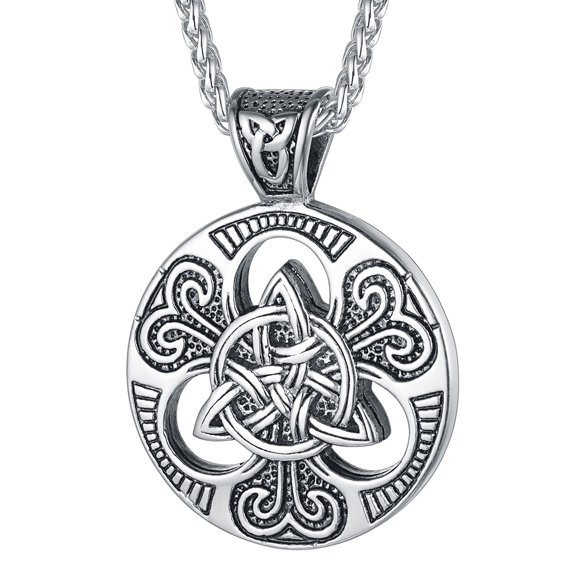 FaithHeart Celtic Knot Necklace for Men Women Stainless Steel Vintage Pendant Medallion Amulet Girlfriend Birthday Christmas Fathers Mothers Day Jewelry Gift
