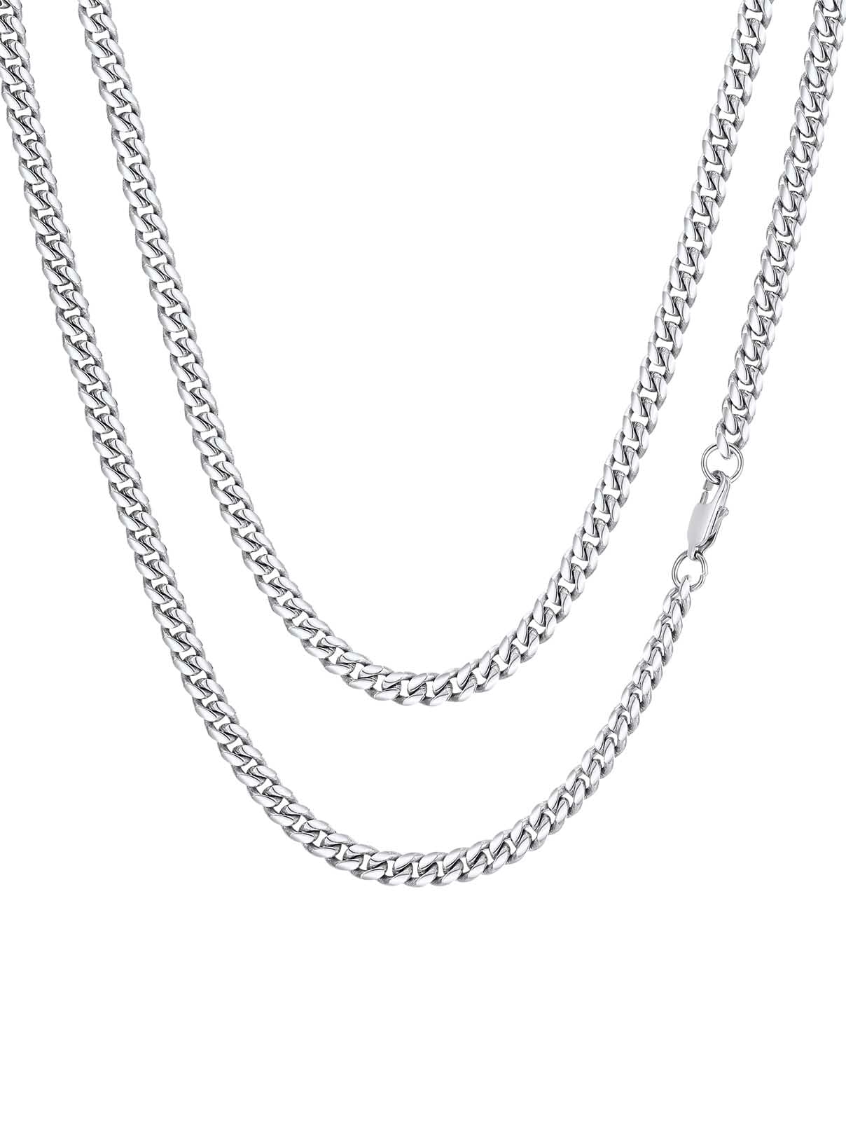 FaithHeart Chunky Miami Cuban Link Chain Necklace for Men Stainless Steel Hip Hop Chains Necklaces 6mm Width 20 Inches Length Jewelry Gift for Father Brother Birthday Christmas