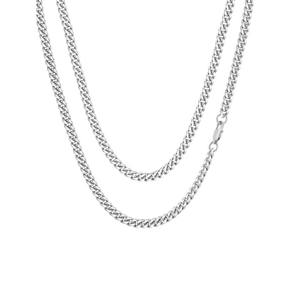 FaithHeart Chunky Miami Cuban Link Chain Necklace for Men Stainless Steel Hip Hop Chains Necklaces 6mm Width 20 Inches Length Jewelry Gift for Father Brother Birthday Christmas