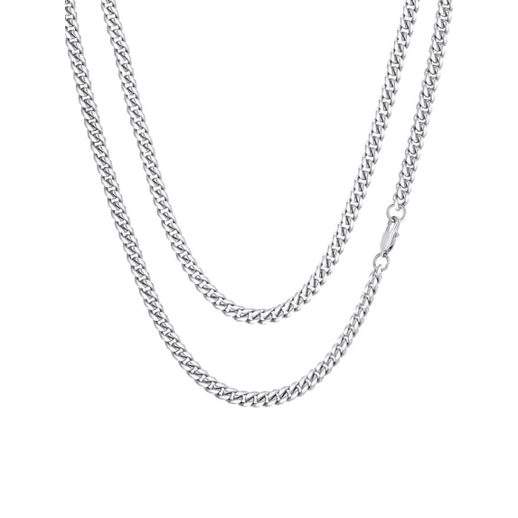 FaithHeart Chunky Miami Cuban Link Chain Necklace for Men Stainless Steel Hip Hop Chains Necklaces 6mm Width 24 Inches Length Jewelry with Gift Box for Grandfather Grandson Father's Day