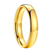 FaithHeart Classic Plain Ring for Men Women Stainless Steel Band Rings 4mm Width Polished Gold Plated Wedding Band Jewelry Gift for Husband Friends Birthday Ann