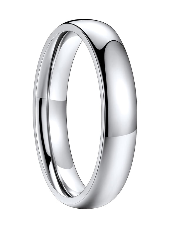 Classic Plain Ring for Men Women Stainless Steel Band Rings 4mm Width Polished Silver Wedding Band Jewelry Gift for Husband Friends Birthday Anniversary