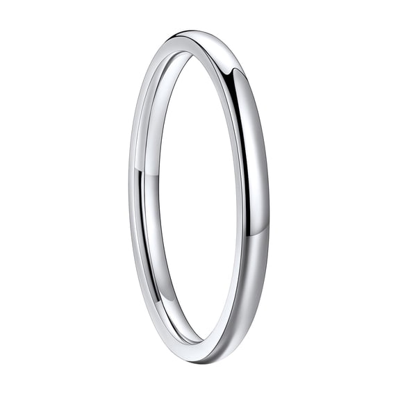 FaithHeart Classic Plain Ring for Men Women Stainless Steel Band Rings 2mm Width Polished Silver Wedding Band Jewelry Gift for Son Dad Fathers Day