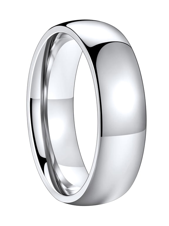 Classic Plain Ring for Men Women Stainless Steel Band Rings 6mm Width Polished Silver Wedding Band Jewelry Gift for Son Dad Fathers Day