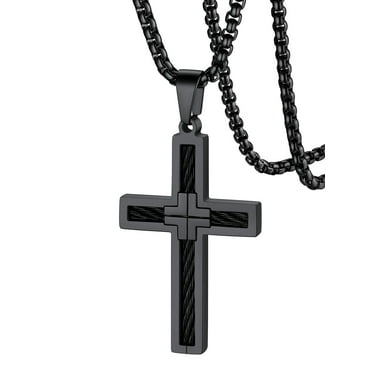 FaithHeart Cross Pendant Necklace for Men Women Stainless Steel Vintage Catholic Christian Religious Jewelry Gift for Dad Father's Day Christmas