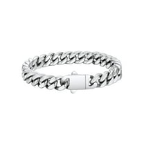 FaithHeart Cuban Link Chain Bracelets for Men, Stainless Steel Chain Wrist Bracelets Hip Hop Jewelry Gifts for Son Dad Father's Day Birthday 7MM Width