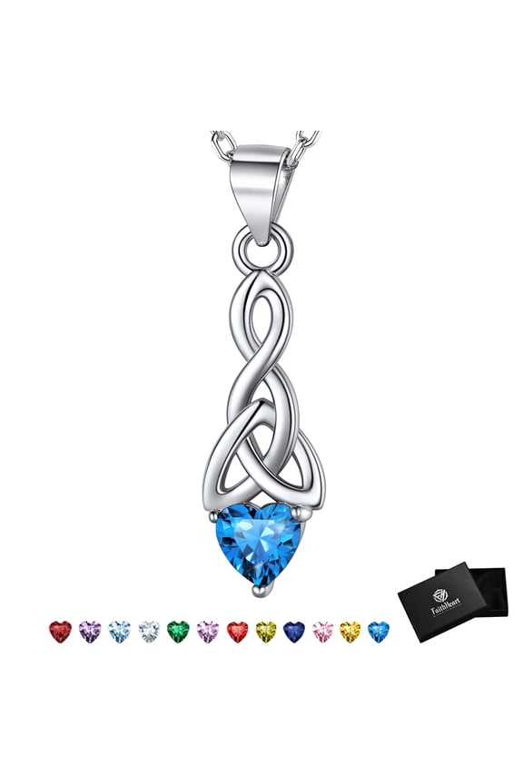 December Birthstone Heart Necklace for Women Celtic Knot Pendant Necklace 925 Sterling Silver Granddaughter Christmas Birthday Jewelry Gift