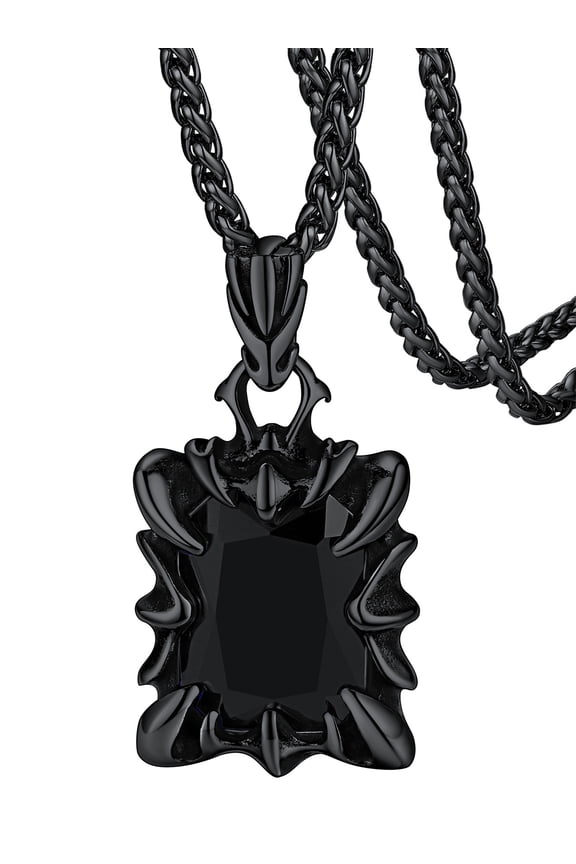 Dragon Claw Black Onyx Necklace for Men Vintage Punk Biker Gothic Claw Protection Necklace Jewelry Gift for Friends Grandson Birthday