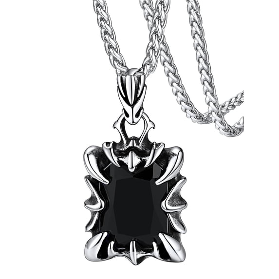 FaithHeart Dragon Claw Black Onyx Necklace for Men Vintage Punk Biker Gothic Claw Protection Necklace Jewelry Gift for Son Brother Christmas