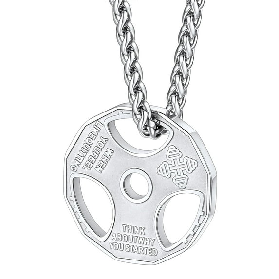 FaithHeart Dumbbell Piece Necklace for Men Sturdy Stainless Steel Hip Hop 3D Sport Pendant Necklace Jewelry Gift for Father Son Boyfriend Grandson Birthday