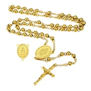 FaithHeart Rosary Necklace for Women Men Gold Plated Catholic Virgin Mary Holy Blessed Bead Christian Church Crucifix Cross Pendant Y Necklace Easter Jewelry Gift for Mom
