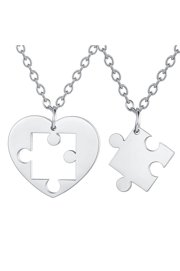 Heart BFF Puzzle Stitching Necklace Stainless Steel Couple Matching Pendants for Women Best Love Jewelry Set for Boyfriend Girlfriend Gift