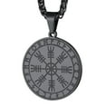thumbnail image 1 of FaithHeart Aegishjalmur Pendant Necklace for Men Black Stainless Steel Helm of Awe Talisman Norse Viking Invincible Symbol Jewelry Gift for Boyfriend Husband Valentine's Day Birthday, 1 of 7