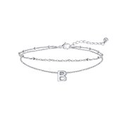 FaithHeart Initial B Ankle Bracelets for Women, Waterproof Initial Anklets Non Tarnish Stainless Steel Layered Anklet Summer Beach Foot Jewelry Gift for Sister Friends