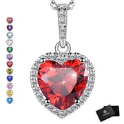 FaithHeart January Birthstone Heart Necklace for Women Sparkling Diamond 925 Sterling Silver Pendant Necklace Birthday Valentines Day Jewelry Gift