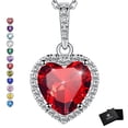 thumbnail image 1 of FaithHeart July Birthstone Heart Necklace for Women Sparkling Diamond 925 Sterling Silver Pendant Necklace Birthday Valentine's Day Jewelry Gift, 1 of 8
