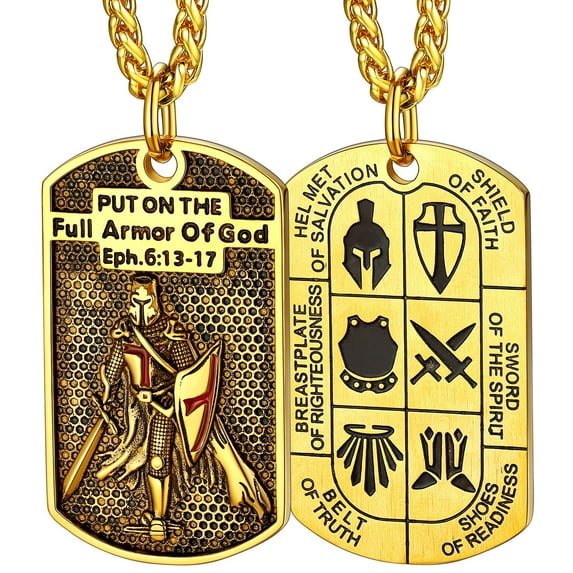 FaithHeart Knights Templar Seal Necklace for Men Stainless Steel Dog Tag Pendant Christ Fellow-Soldiers Jewelry Gift for Son Brother Christmas Birthday