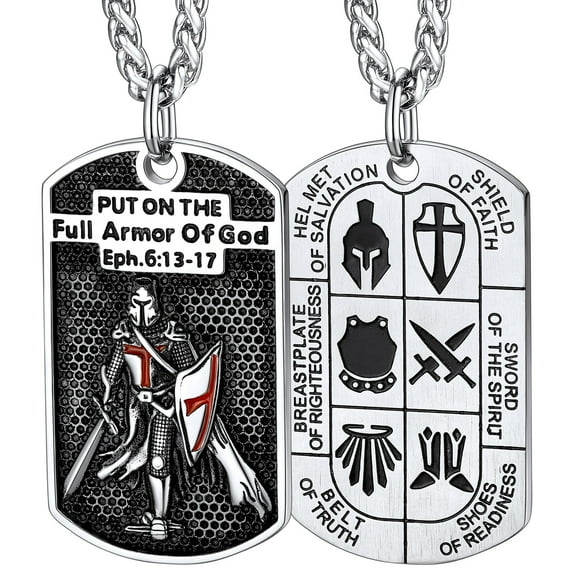 FaithHeart Knights Templar Seal Necklace for Men Stainless Steel Dog Tag Pendant Christ Fellow-Soldiers Jewelry Gift for Boyfriend Husband Valentine's Day
