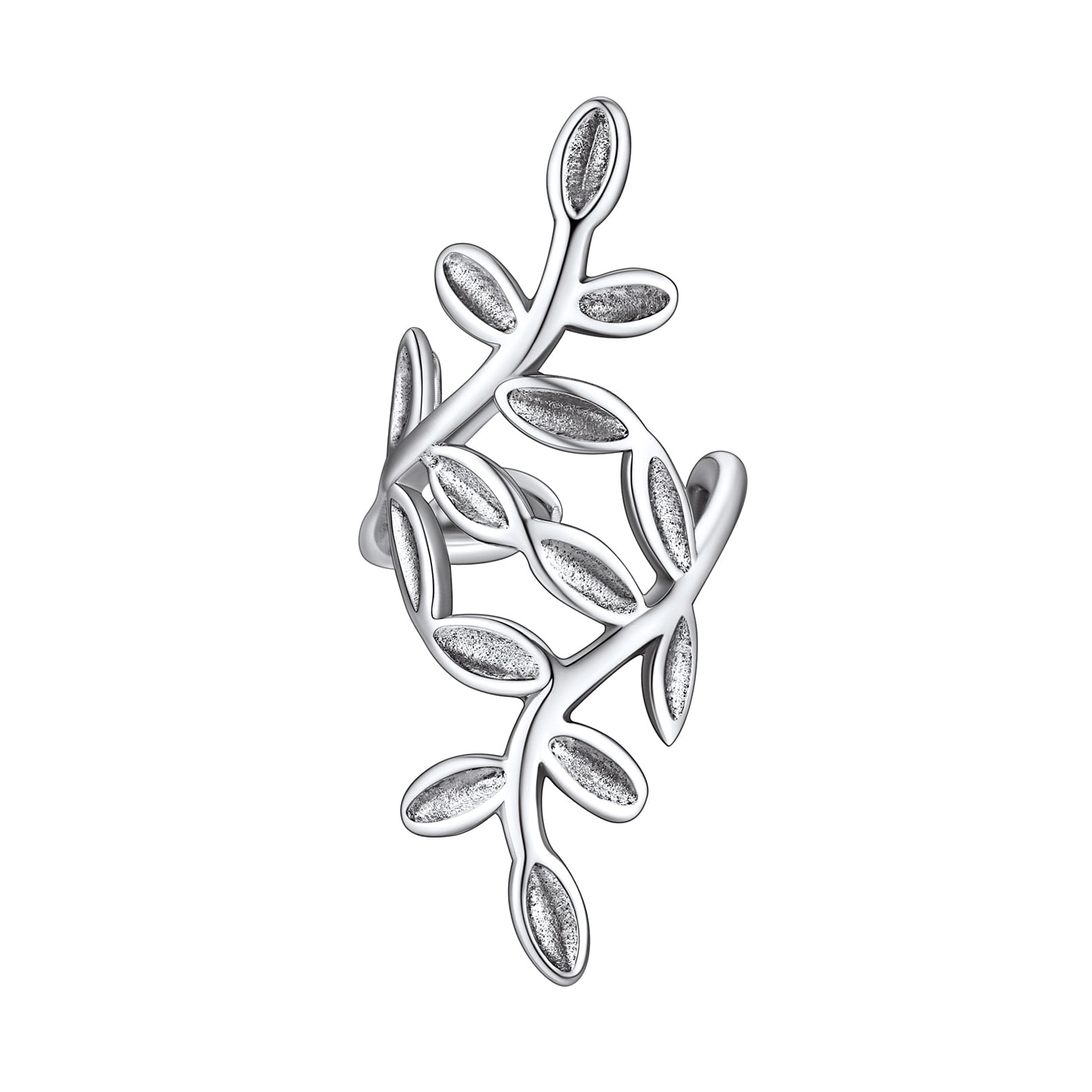 FaithHeart 925 Sterling Silver Leaf Ear Cuff, Hypoallergenic, Non-Pierced, Lightweight, 1 Piece