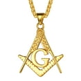 thumbnail image 1 of FaithHeart Masonic Necklace for Men, Freemason Compass Symbol Gold Plated Free and Accepted Masons Pendant Jewelry Gifts for Husband Anniversary, 1 of 9