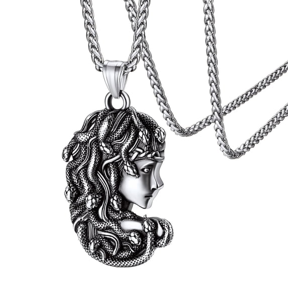 FaithHeart Medusa Necklace for Women Stainless Steel Ancient Greece Amulet Gothic Snake Pendant Jewelry Gift for Sister Friends Grandma Mom Mothers Day