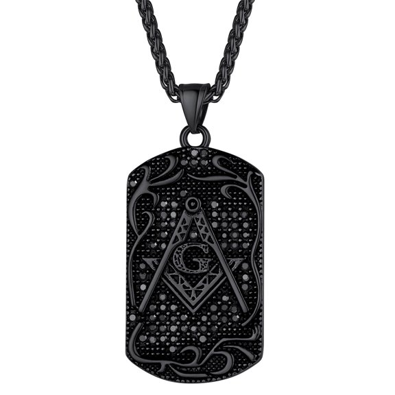 FaithHeart Mens Masonic Necklace Freemason Compass Symbol Jewelry for Male Female Tarnish Resistant Stainless Steel Accessories Gift for Boyfriend Valentine's Day