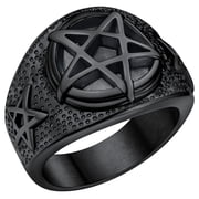 FaithHeart Mens Statement Band Ring Stainless Steel Size 12 Punk Hip Hop Signet Rings Vintage Jewelry