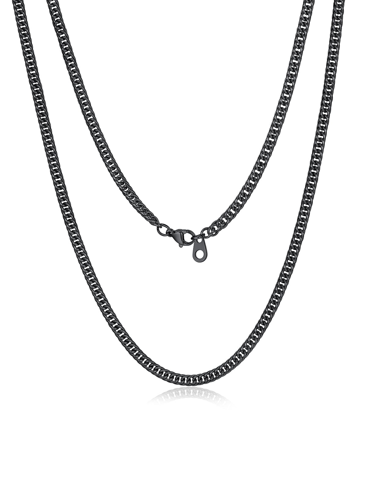 FaithHeart Miami Cuban Link Chain Necklace for Men Black Stainless Steel 3.5mm Curb Chains Mens Necklace Hip Hop Jewelry Gift for Husband Anniversary 22"