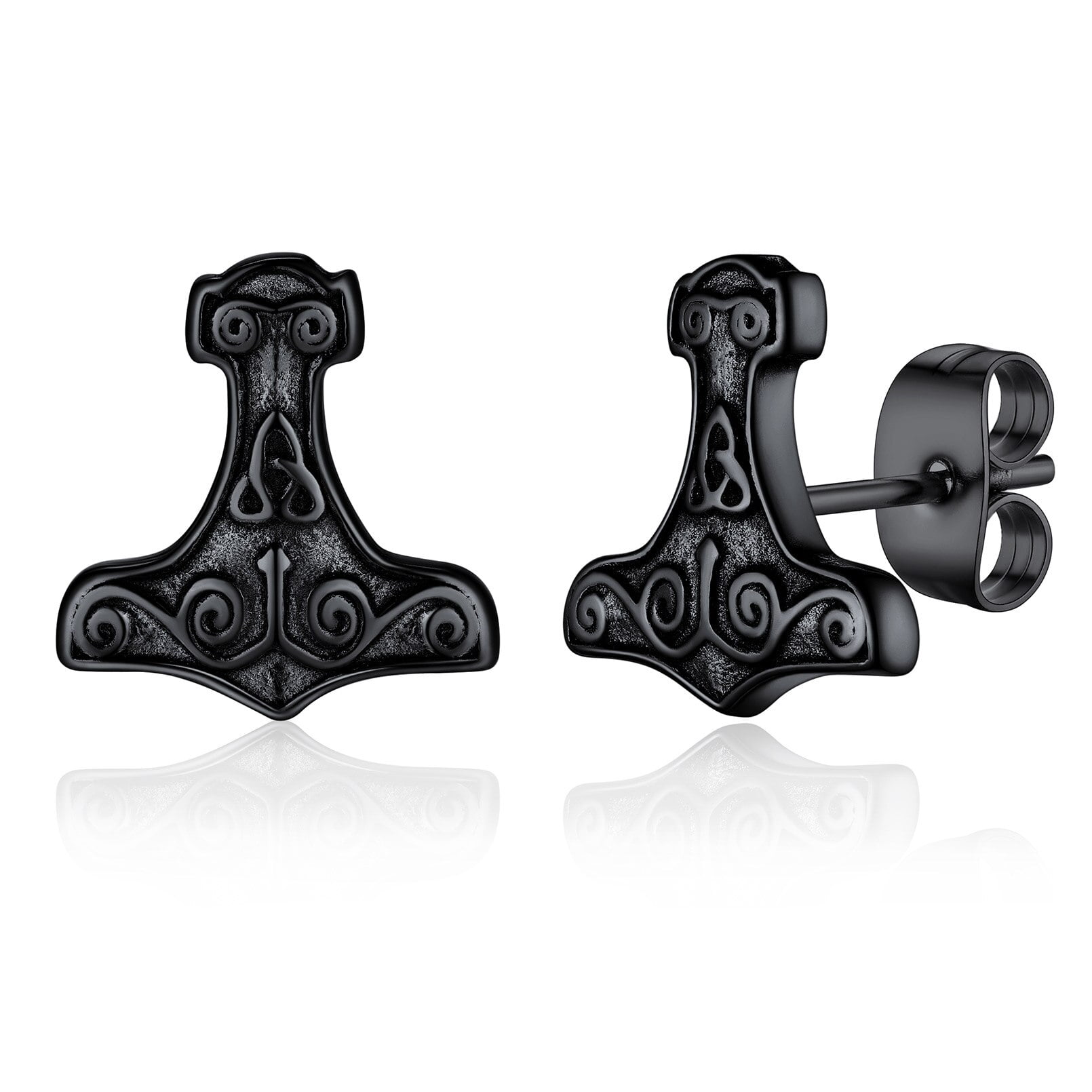 6Pairs Norse Viking Stud Earrings Mens Earrings Set Hypoallergenic Surgical Stainless Steel Viking Runes Round Circle Button Stud Post Earrings 10mm