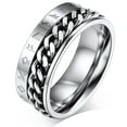 thumbnail image 1 of FaithHeart Nordic Viking Spinner Runes Ring for Men Jewelry Gift Silver Punk Cuban Link Chain Band Ring Stainless Steel Rotatable Fidget Ring for Anxiety for Brother Friends Size 10, 1 of 11