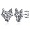 thumbnail image 1 of FaithHeart Nordic Viking Wolf Head Stud Earrings for Men Women Celtic Knot Stainless Steel Punk Hypoallergenic Lightweight Ear Jewelry Gift for Birthday Christmas, 1 of 10