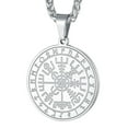 thumbnail image 1 of FaithHeart Norse Viking Compass Necklace for Men Stainless Steel Vegvisir Amulet Guiding Medal Pendant Jewelry Gift for Son Brother Christmas Birthday, 1 of 10