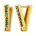 thumbnail image 1 of FaithHeart Norse Viking Rune Earrings Punk Triangle Ear Hoops for Men Gold Plated Stainless Steel Jewelry Gift for Dad Father's Day Birthday Christmas, 1 of 9