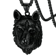 FaithHeart Norse Viking Wolf Pendant Necklace for Men Stainless Steel Scandinavia Jewelry Gift Amulet