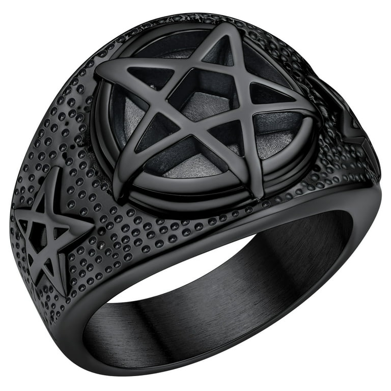 FaithHeart Pentacle Pentagram Ring for Men Statement Band Ring Stainless Steel Signet Rings Pagan Wicca Jewelry Gift Size 9 Walmart