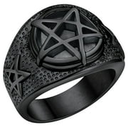 FaithHeart Pentacle Pentagram Ring for Men Statement Band Ring Stainless Steel Signet Rings Pagan Wicca Jewelry Gift Size 9