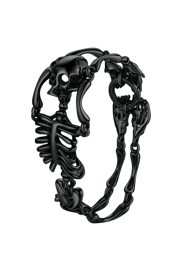 Bracelet for Men Punk Skull Chains Gothic Human Skeleton Hip Hop Cool Wristband Halloween Jewelry Gift for Boyfriend Husband Birthday