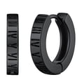 thumbnail image 1 of FaithHeart Roman Numerals Huggie Hoop Earrings for Men Women Black Stainless Steel Hip Hop Hypoallergenic Ear Jewelry Gift for Friends Grandson Birthday, 1 of 8