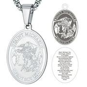 FaithHeart Saint Michael Necklace for Men Women The Archangel Medal Protection Pendant Jewelry Silver