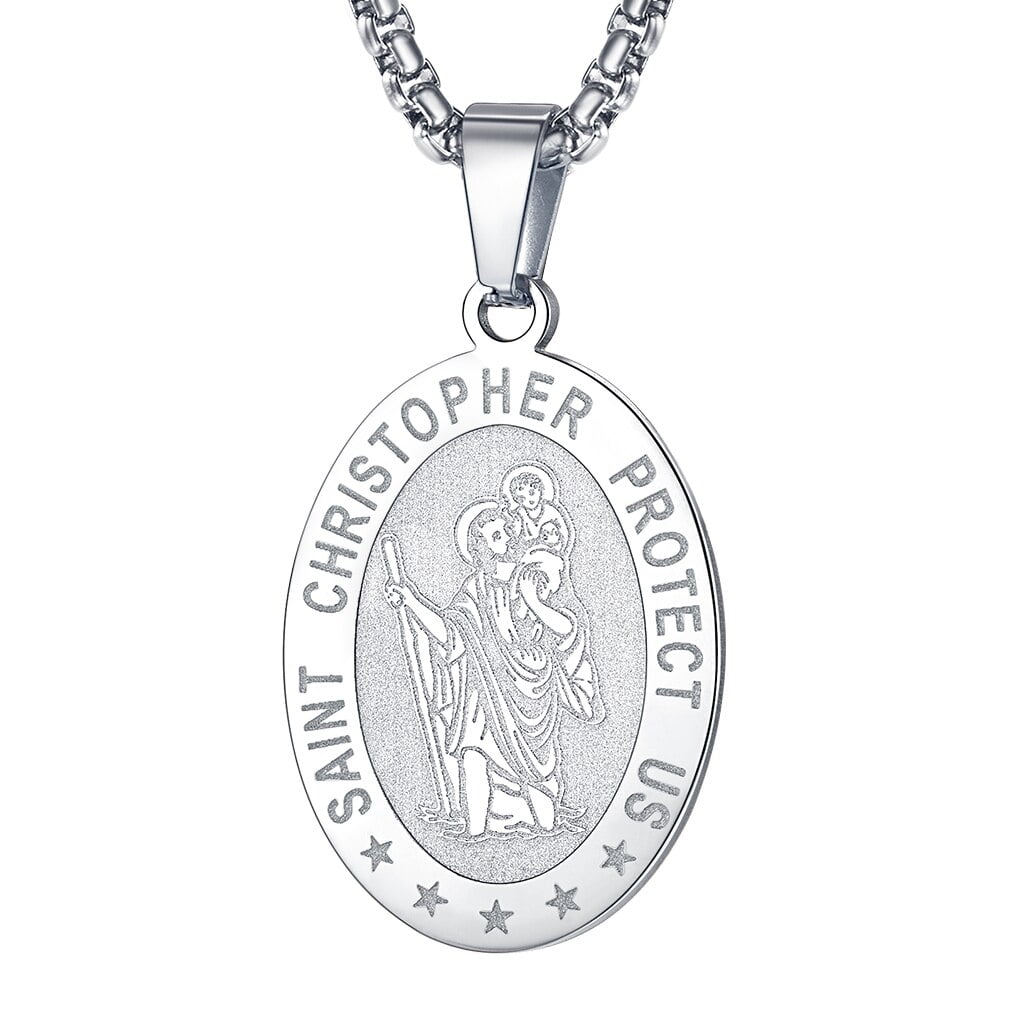 Eudora 925 Sterling Silver St Christopher Necklace Vintage Medallion Cross  Pendant for Men Women Personality Religious Jewelry - AliExpress