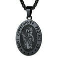 thumbnail image 1 of FaithHeart Saint/St. Christopher Pendant Necklace for Men Women Stainless Steel Catholic Christian Oval Medal Blessings Amulet Black Men Jewelry Gift for Dad Grandpa Fathers Day, 1 of 13