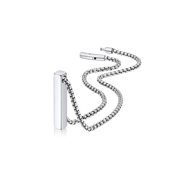 FaithHeart Silver Bar Pendant Necklace for Men Waterproof Stainless Steel Box Chain Small Rectangle Pendant Cool Minimalist Everyday Jewelry Gifts for Boyfriend Valentine's Day 18"