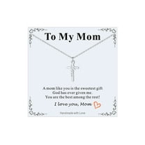 FaithHeart Silver Cross Necklace for Women Stainless Steel Dainty Small Faith Pendant Necklaces with Message Card To My Mom Christian Mothers Day Birthday Gifts