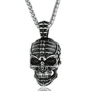 FaithHeart Skull Necklace for Men Punk Skeleton Pendant Skeleton Gift Gothic Jewelry