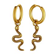 FaithHeart Snake Dangle Hoop Earrings for Women Men Drop Python Snake Animal Earrings Huggie Hoops Hypoallergenic Gold Plated Ear Jewelry Gift for Daughter Birt
