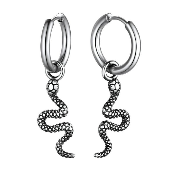 FaithHeart Snake Dangle Hoop Earrings for Women Men Drop Python Snake Animal Earrings Huggie Hoops Hypoallergenic Silver Ear Jewelry Gifts for Sister Daughter