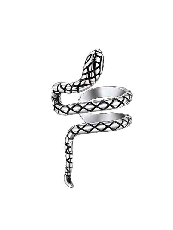 Snake Ear Cuff for Women Men 925 Sterling Silver Wrap Earrings Retro Antique Non Piercing Earrings Punk Biker Serpent Earcuffs Jewelry Gifts for Wife 1 Piece