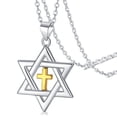 thumbnail image 1 of FaithHeart Star of David Cross Necklace for Women Men Sterling Silver Jewish Church Jewelry Solomon Hexagram Christ Protective Amulet Jewelry Gift for Wife Girlfriend Mothers Day, 1 of 11