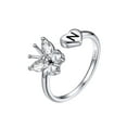 thumbnail image 1 of FaithHeart Sterling Silver Butterfly Initial Rings for Women Adjustable Open Stackable Heart Finger Ring Dainty Cubic Zirconia Jewelry Gift Letter N, 1 of 12