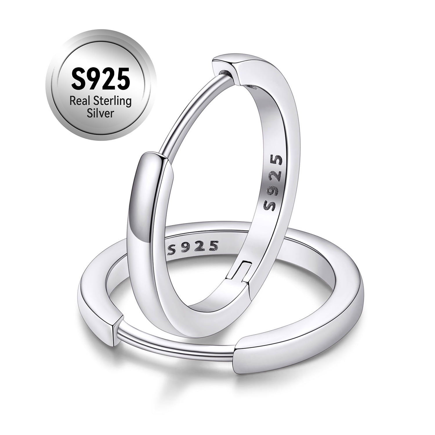 FaithHeart Sterling Silver Huggie Hoop Earrings for Women, Hypoallergenic Lightweight Small Cartilage Earrings Cuff Tragus Hoop Earrings for Mom Mothers Day Jewelry Gift 14mm